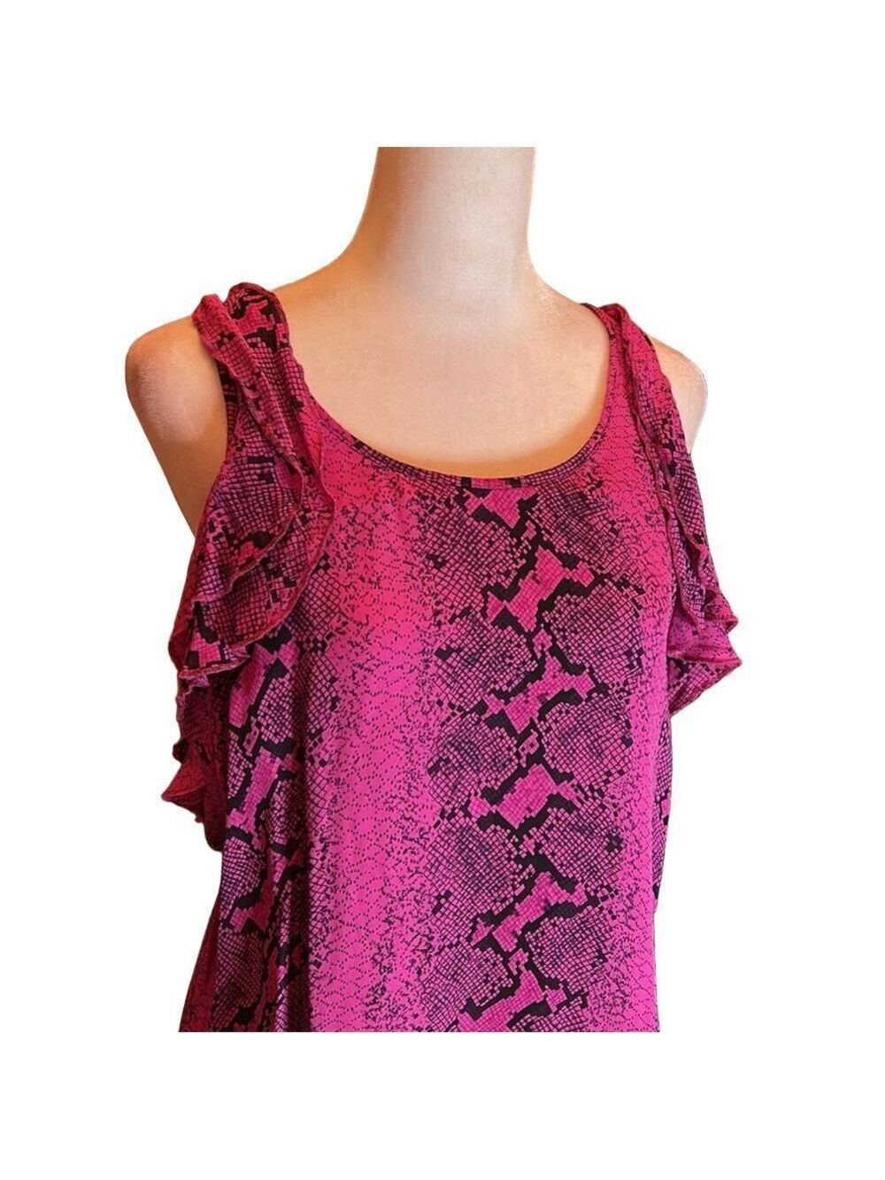 PARKER 100% Silk Hot Pink & Black Print Tank Top Size M